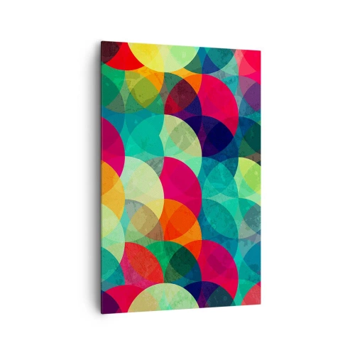 Obraz na płótnie - Kolorowe geometryczne wzory złożone z kół i półkoli - 80x120cm - Wtęczowstąpienie - Nowoczesna dekoracja ścienna do salonu i sypialni ARTTOR