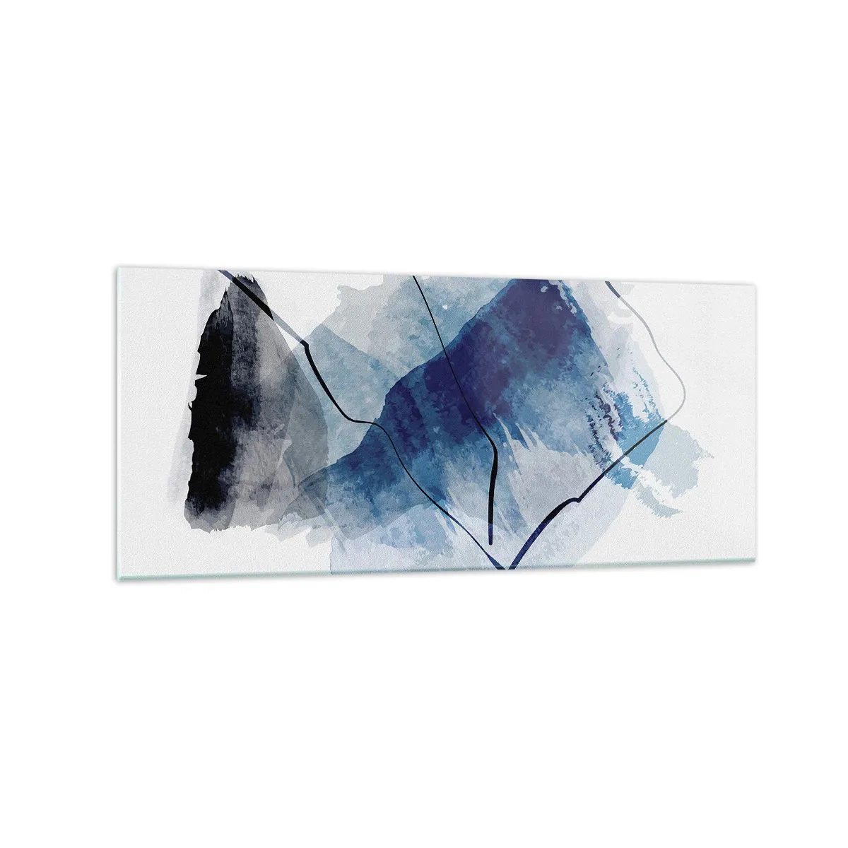 Obraz na szkle - Abstrakcyjne formy w odcieniach niebieskiego z delikatnymi liniami - 120x50cm - Lodowa góra - Nowoczesna dekoracja ścienna do salonu i sypialni ARTTOR