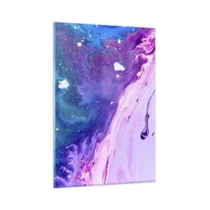 Obraz na szkle - Abstrakcja w kolorach fioletu i turkusu inspirowana kontrastami - 80x120cm - Yin i yang - Nowoczesna dekoracja ścienna do salonu i sypialni ARTTOR