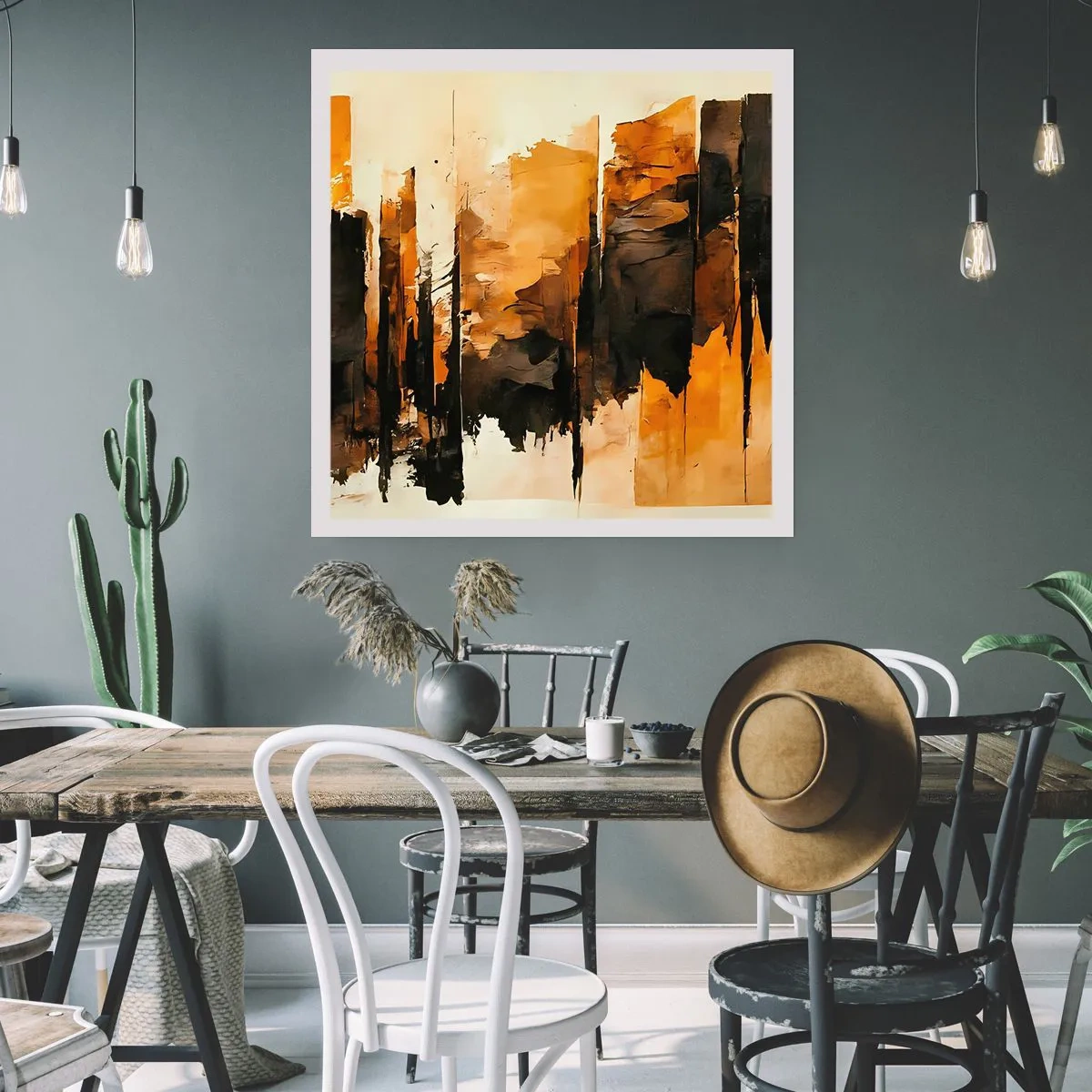 Plakat - Harmonia czerni i złota - 50x50 cm