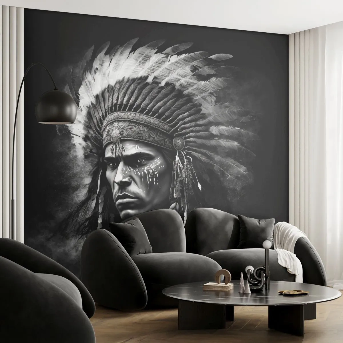 Fototapeta Premium Canvas - Wódz i wojownik - Indianin, Plemiona, Etniczny - 250x175 cm