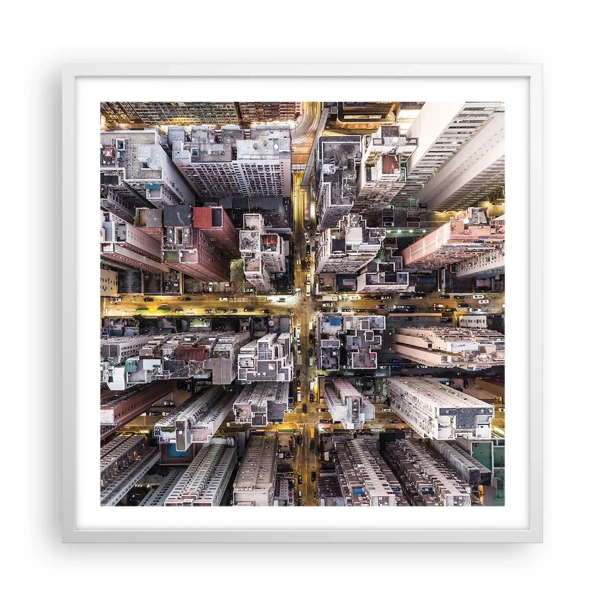 Plakat w białej ramie - Pozdrowienia z Hongkongu - 60x60 cm
