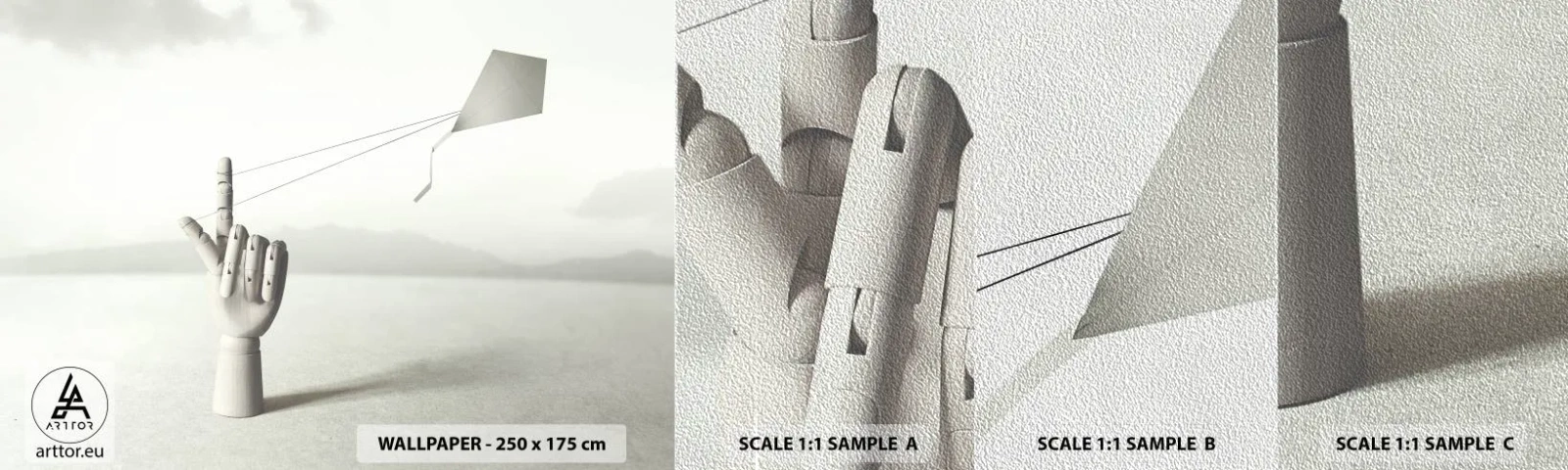 Fototapeta Próbka Premium Sand - Próba sił - Abstrakcja, Dłoń, Latawiec - 100x30 cm