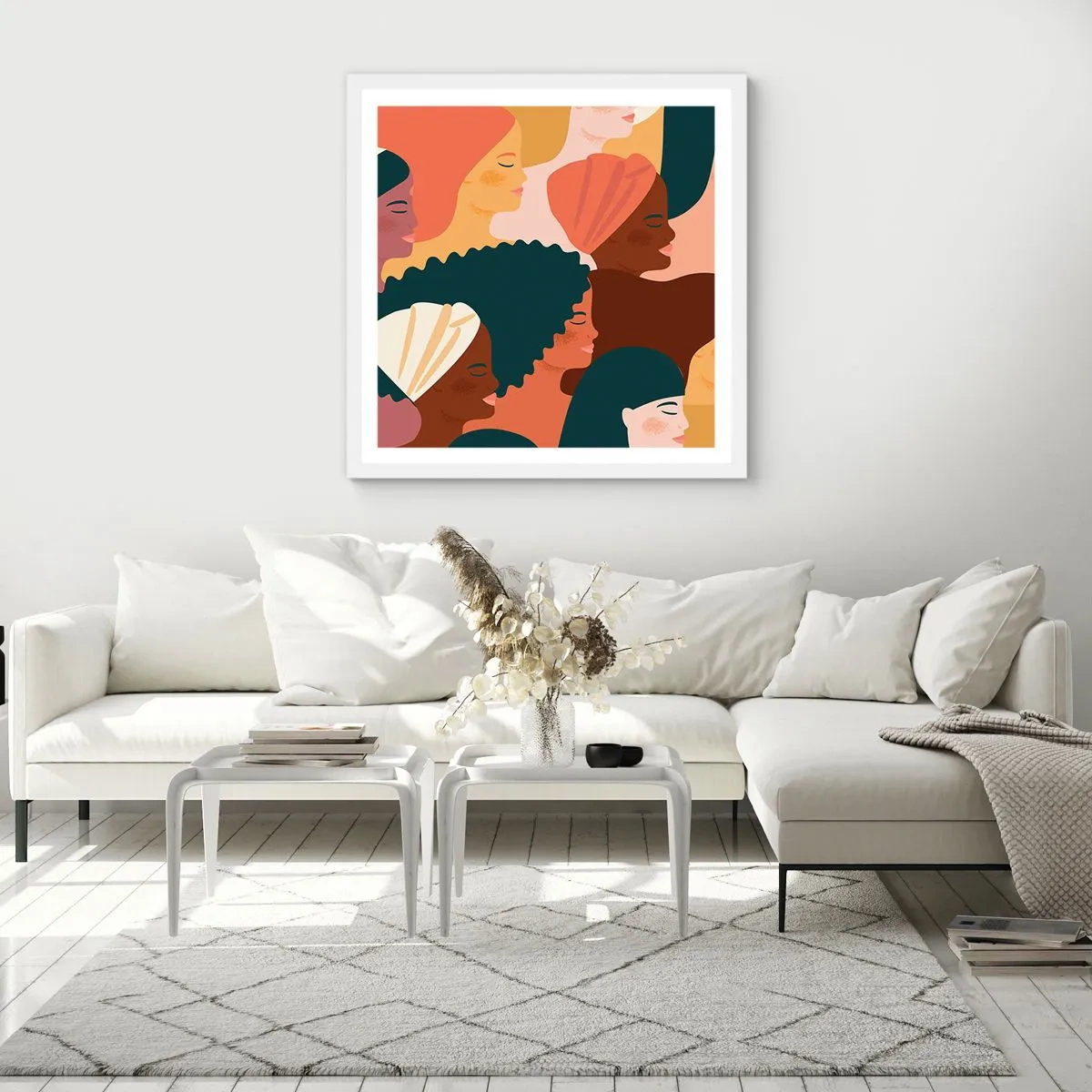 Plakat w białej ramie - Tylko kobiecość - 60x60 cm