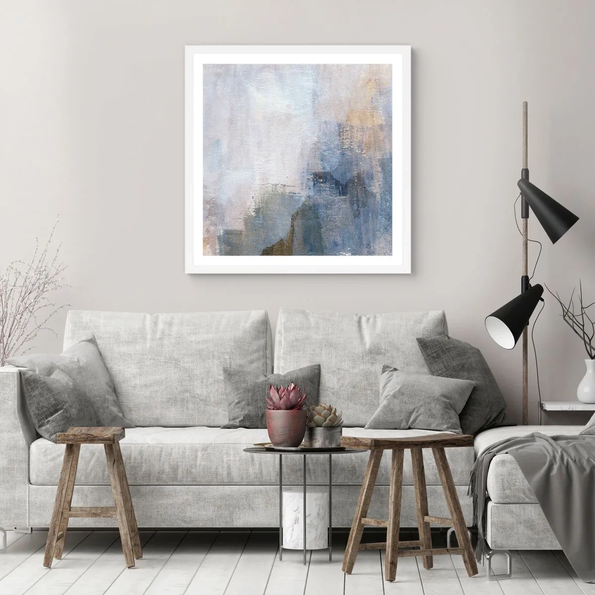 Plakat w białej ramie - Tony i akordy barw - 50x50 cm