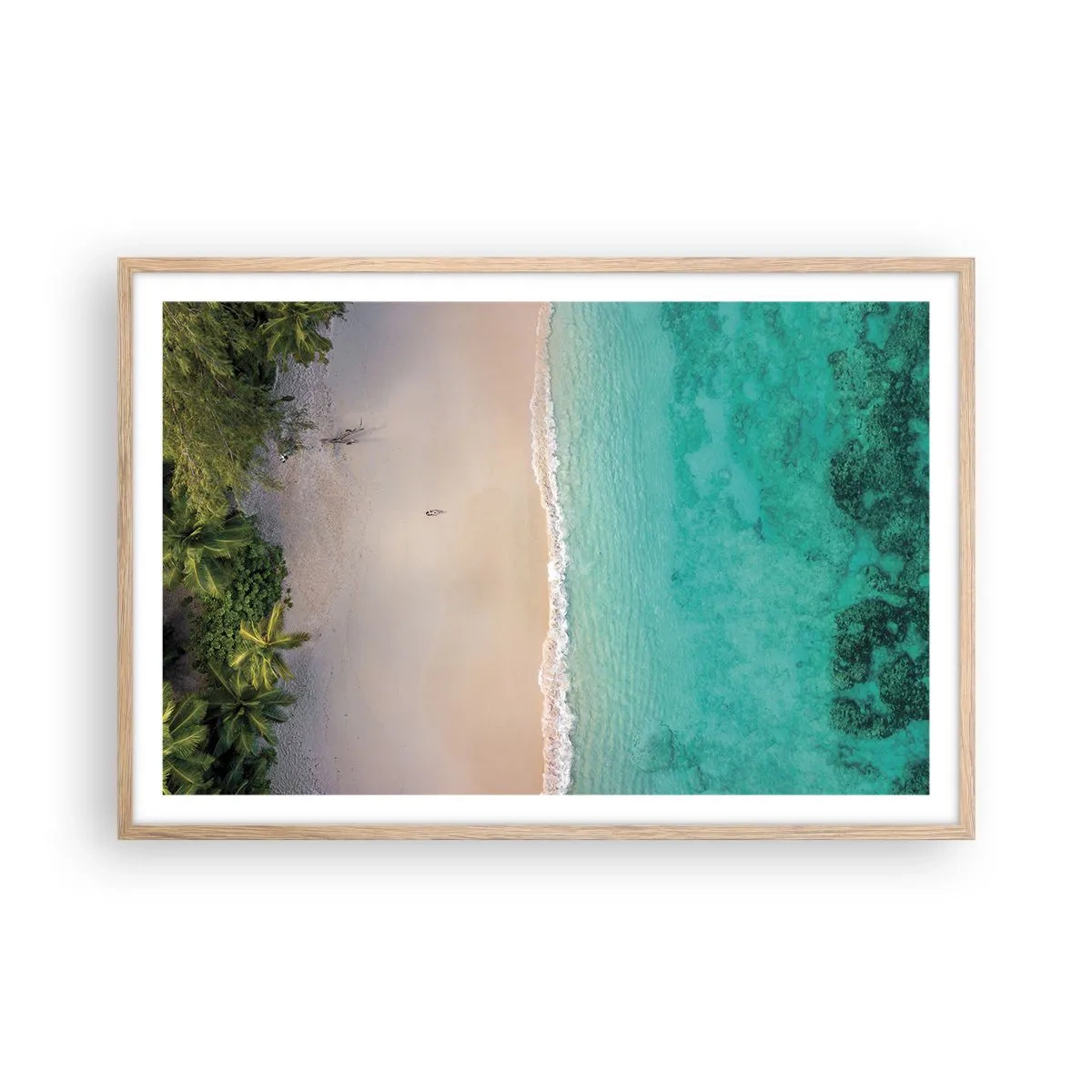 Plakat w ramie jasny dąb - Rajska plaża - 91x61 cm