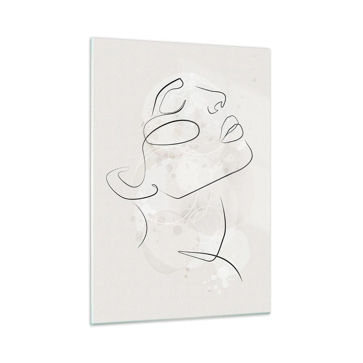 Obraz na szkle - Minimalistyczna twarz kobiety narysowana jedną linią - 50x70cm - Zarys marzenia - Nowoczesna dekoracja ścienna do salonu, kuchni i sypialni ARTTOR