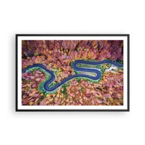 Plakat w czarnej ramie - Krętą drogą poprzez las - 91x61 cm