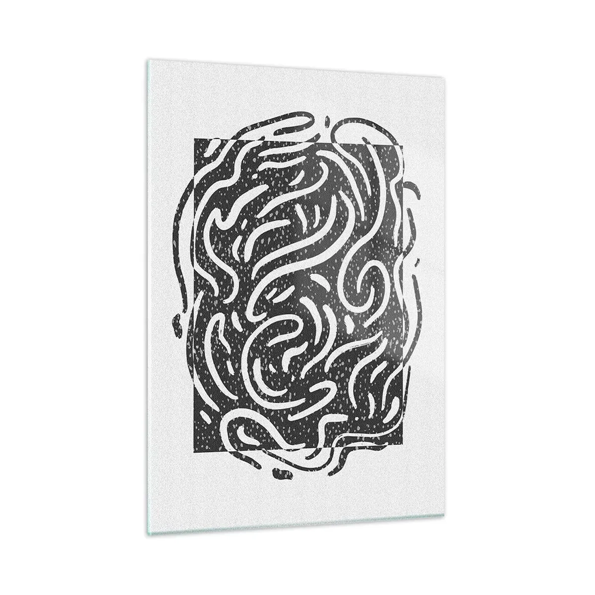 Obraz na szkle - Dynamiczne abstrakcyjne linie i kropki tworzące energetyczną formę - 50x70cm - Abstrakcja: taniec radości - Nowoczesna dekoracja ścienna do salonu, kuchni i sypialni ARTTOR