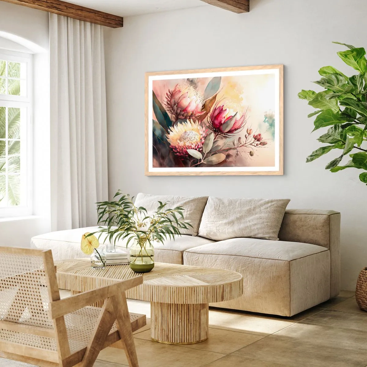 Plakat w ramie jasny dąb - Z profilu i en face - 91x61 cm