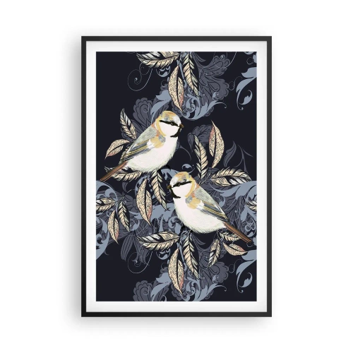 Plakat w czarnej ramie - Żółto-błękitny trel - 61x91 cm