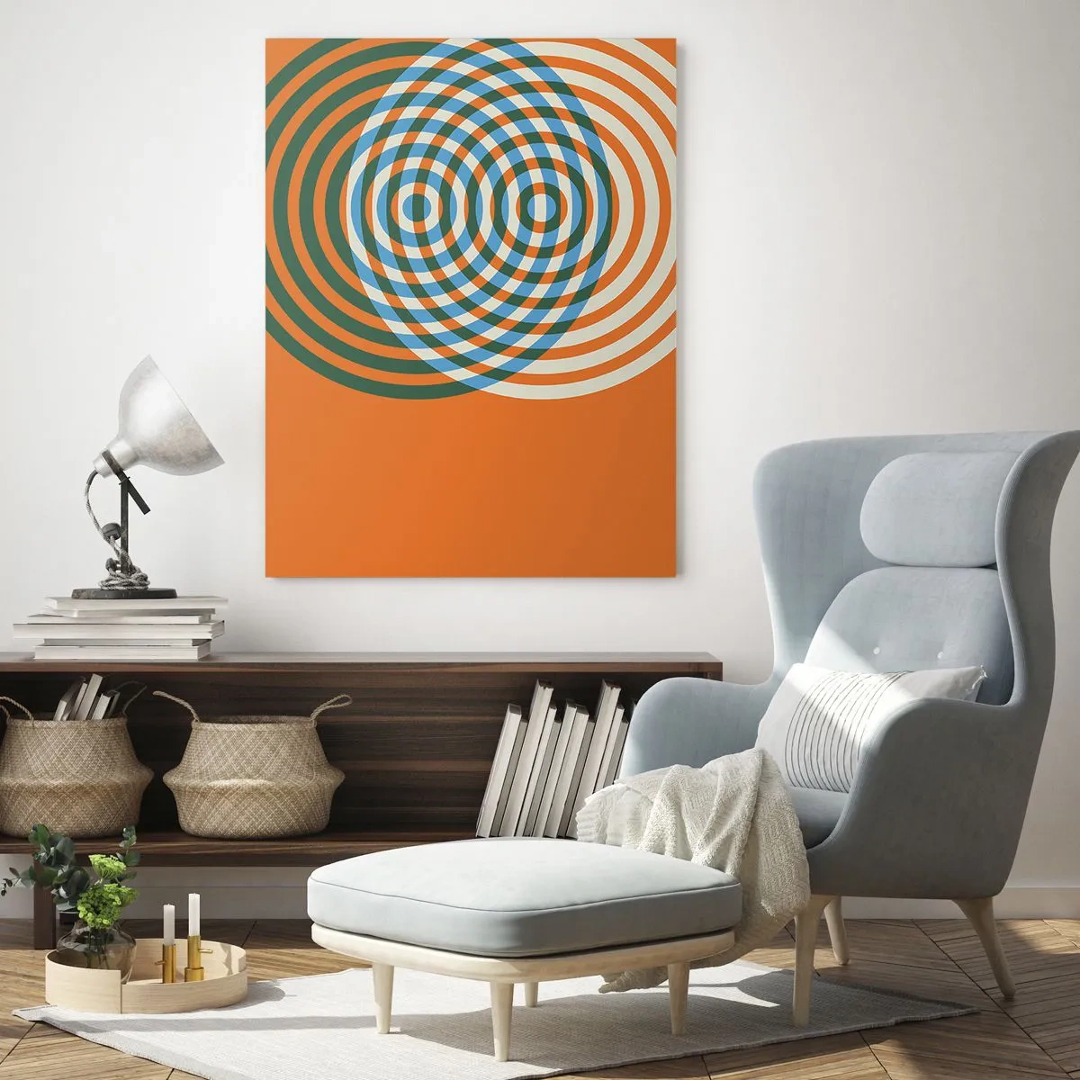 Obraz na szkle - Abstrakcyjna grafika geometryczna z koncentrycznymi okręgami - 50x70cm - Abstrakcyjna wariacja kolista - Nowoczesna dekoracja ścienna do salonu, kuchni i sypialni ARTTOR