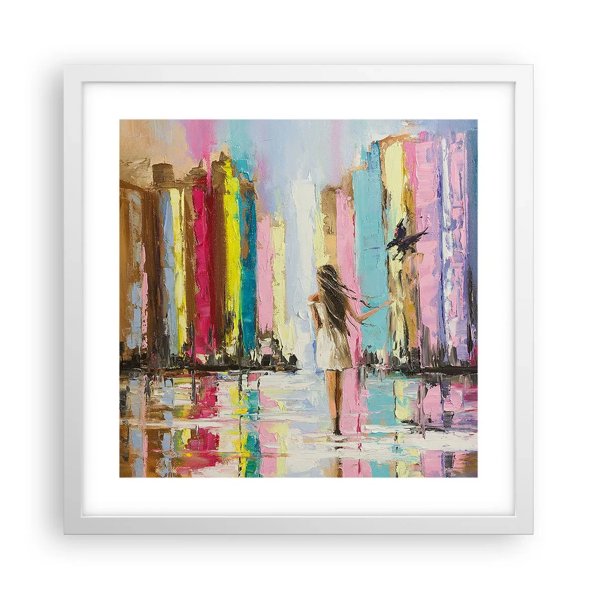 Plakat w białej ramie - Idż za mną - 40x40 cm