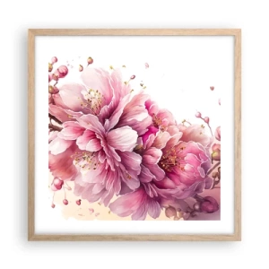 Plakat w ramie jasny dąb - Kwiat kwitnącej wiśni - 50x50 cm
