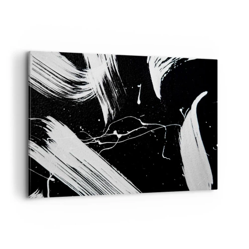 Obraz na płótnie - Abstrakcyjne białe pociągnięcia na czarnym tle - 120x80cm - Przełamać mrok - Nowoczesna dekoracja ścienna do salonu, kuchni i sypialni ARTTOR