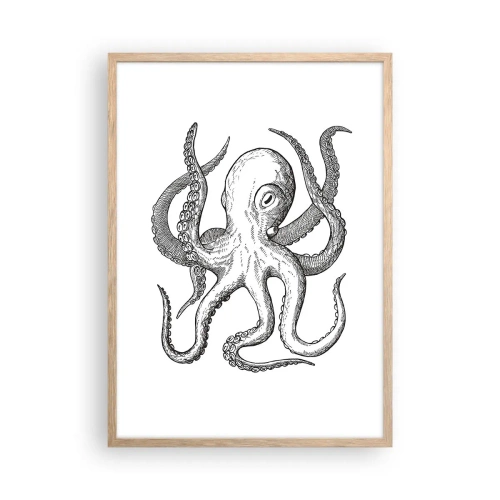 Plakat w ramie jasny dąb - Tańcząca z falami - 50x70 cm