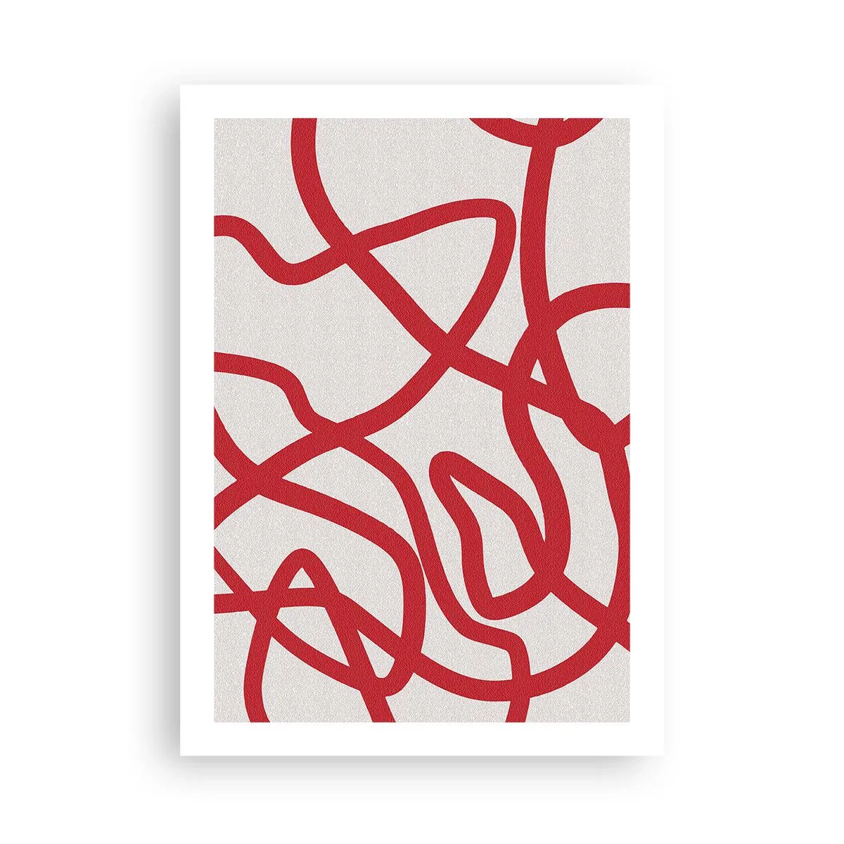 Plakat - Abstrakcyjna kompozycja dynamicznych czerwonych linii na jasnym tle - 50x70cm - Czerwono na białym - Nowoczesna dekoracja ścienna do salonu, kuchni i sypialni ARTTOR