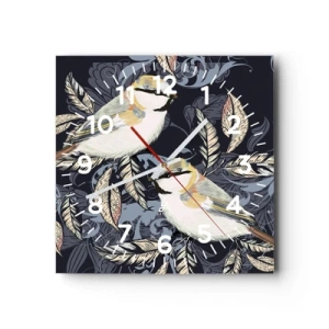 Zegar ścienny - Żółto-błękitny trel - 30x30 cm