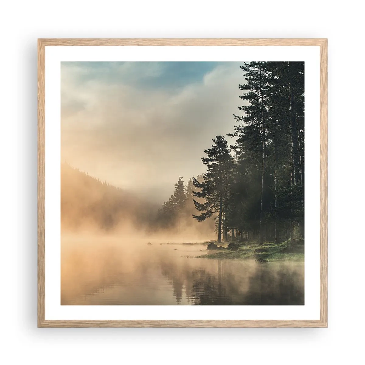 Plakat w ramie jasny dąb - Narodziny dnia - 60x60 cm