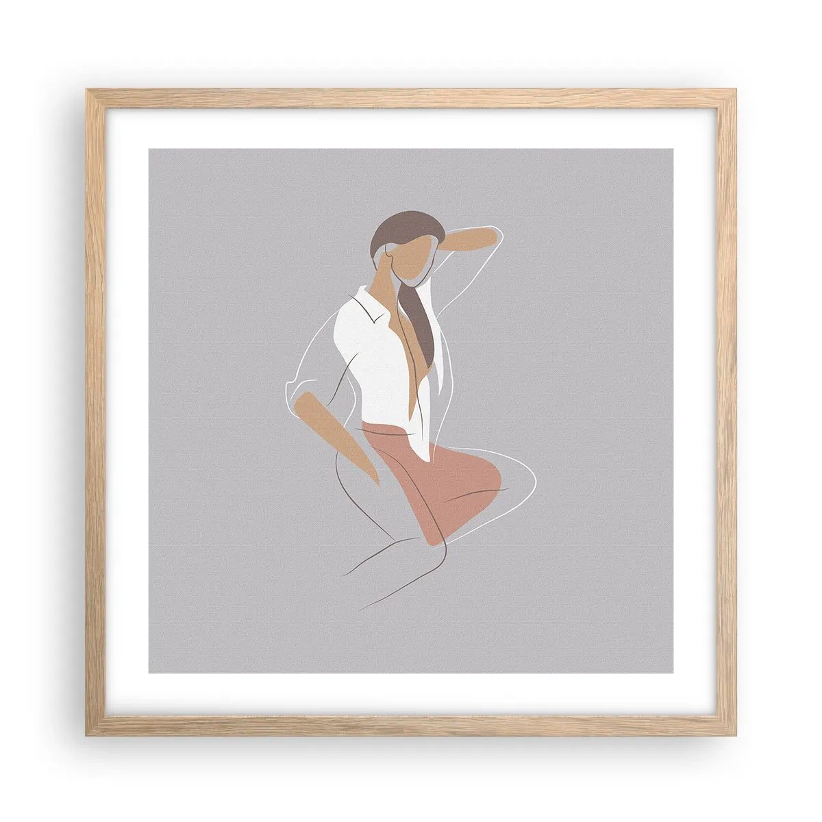 Plakat w ramie jasny dąb - Zarys wdzięku - 50x50 cm