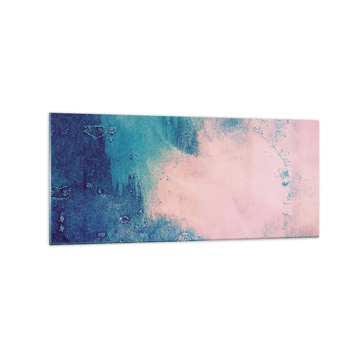 Obraz na szkle - Abstrakcyjna tekstura w odcieniach różu i niebieskiego - 120x50cm - Błękitne objęcia - Nowoczesna dekoracja ścienna do salonu i sypialni ARTTOR
