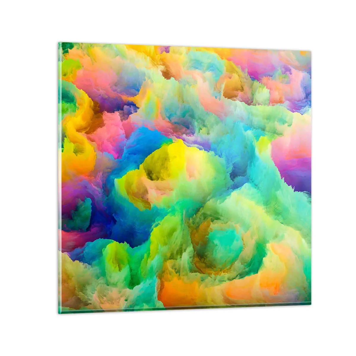 Obraz na szkle - Tęczowy puch - 60x60 cm