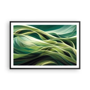 Plakat w czarnej ramie - Abstrakcyjna gra w zielone - 91x61 cm
