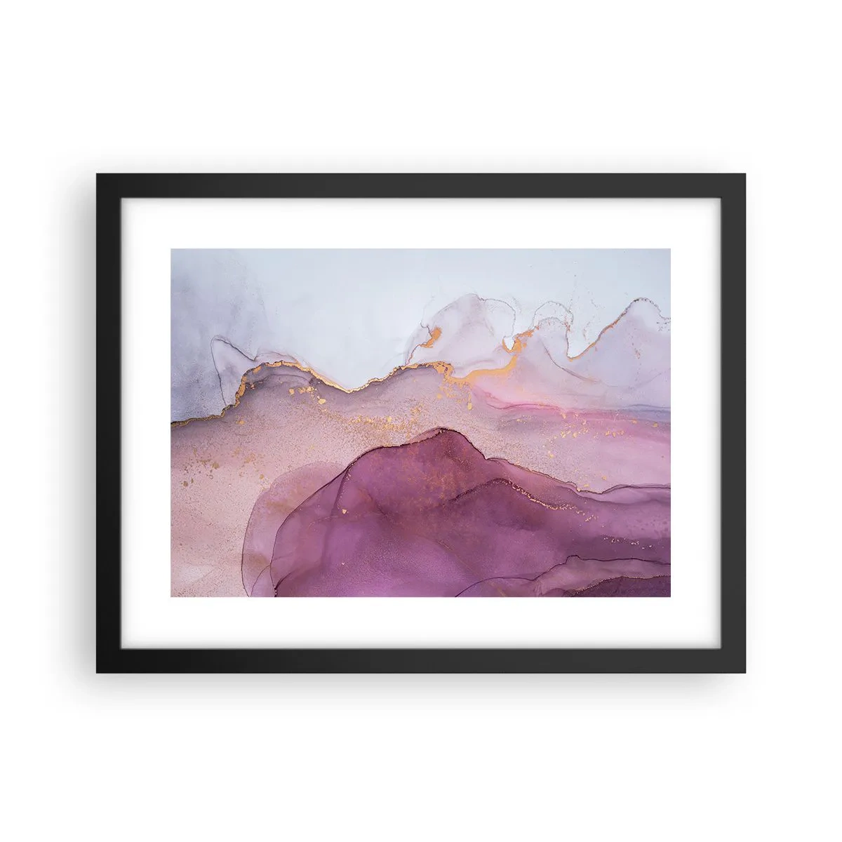 Plakat w czarnej ramie - Fale lila i fioletu - 40x30 cm