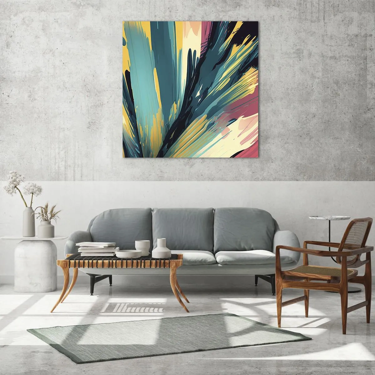 Obraz na szkle - Kompozycja – eksplozja radości - 70x70 cm