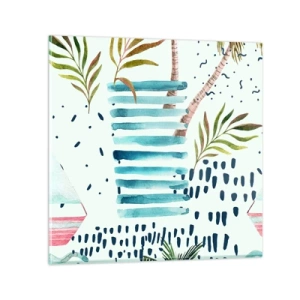 Obraz na szkle - Wakacje pod palmami - 30x30 cm