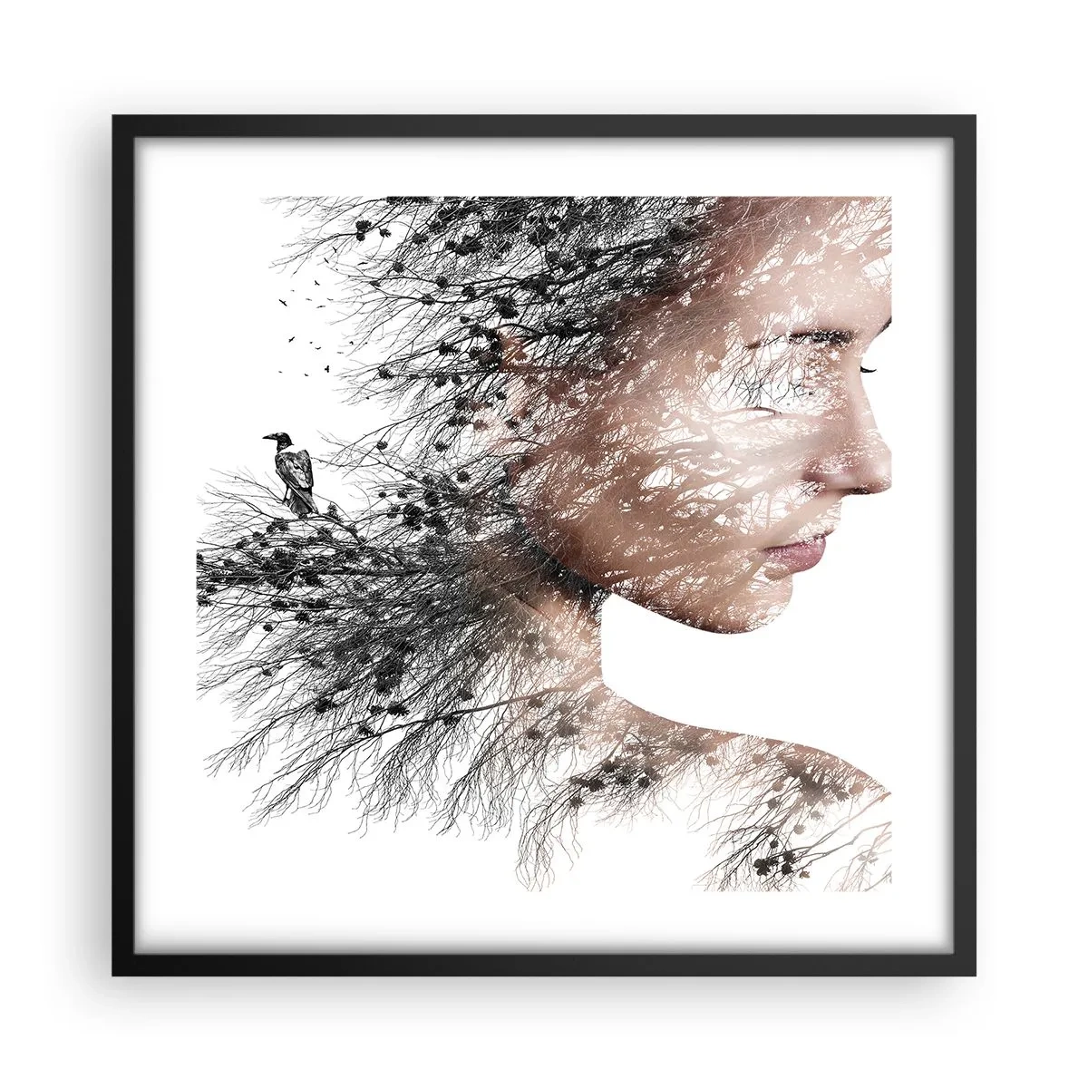 Plakat w czarnej ramie - Duch lasu - 50x50 cm