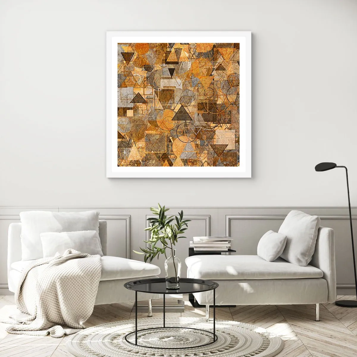 Plakat w białej ramie - Świat ujęty w formę - 50x50 cm