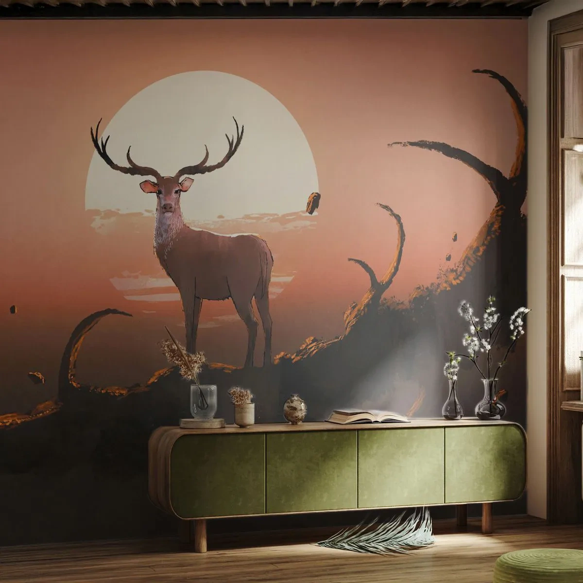 Fototapeta Standard Eco - Ta noc do innych jest niepodobna - Abstrakcja, Jeleń, Sztuka - 400x280 cm