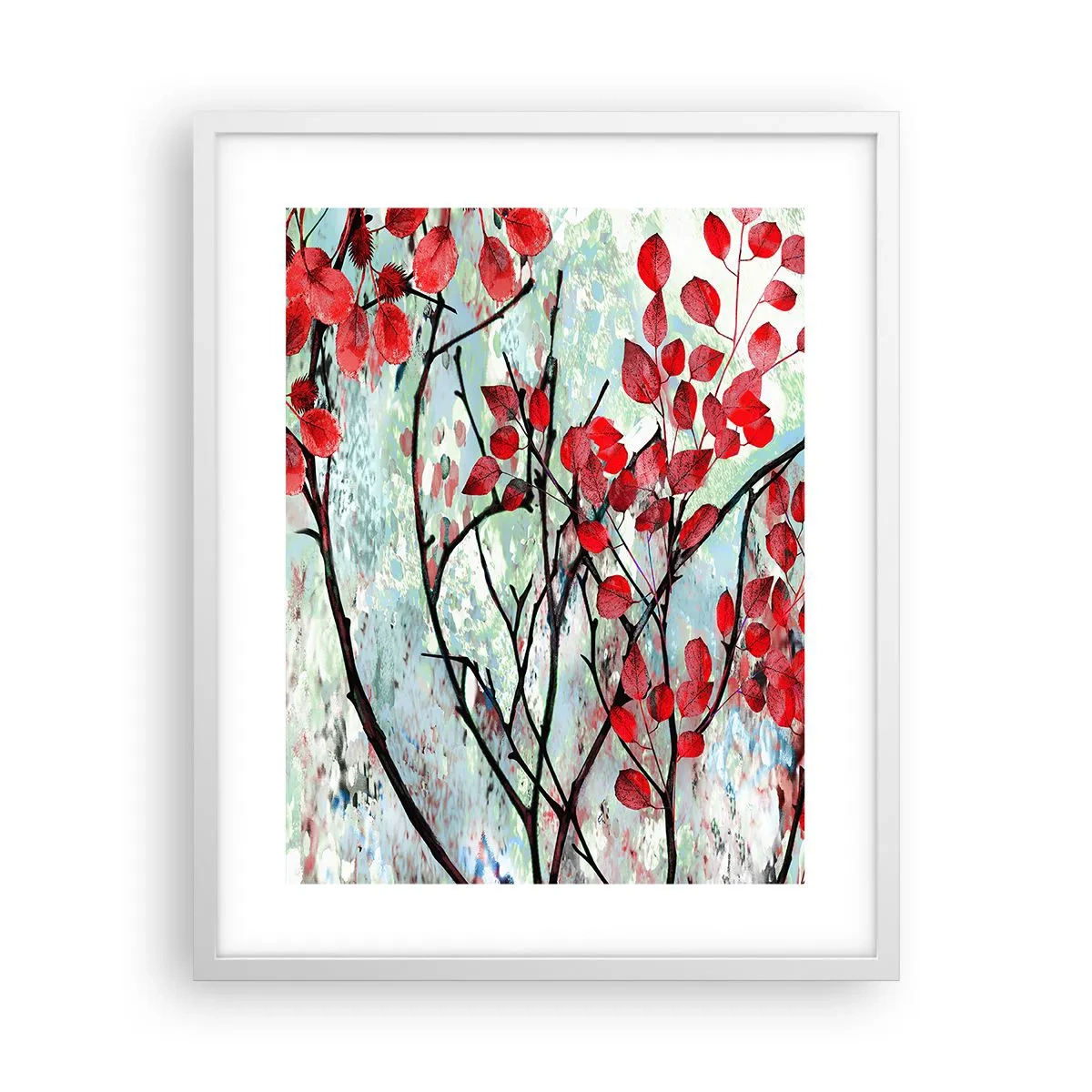 Plakat w białej ramie - Drzewo w szkarłacie - 40x50 cm