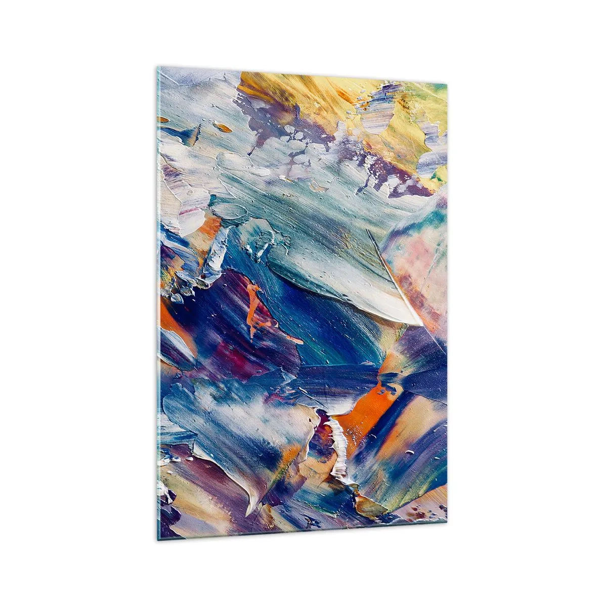 Obraz na szkle - Kolorowa abstrakcja z fakturą farby akrylowej - 70x100cm - Zamęt koloru - Nowoczesna dekoracja ścienna do salonu i sypialni ARTTOR