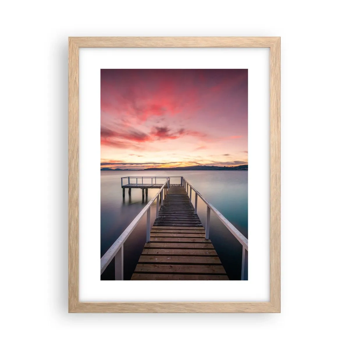 Plakat w ramie jasny dąb - Łagodny płomień wieczoru - 30x40 cm