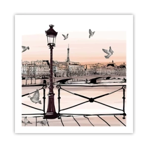 Plakat - Nad dachami Paryża - 60x60 cm