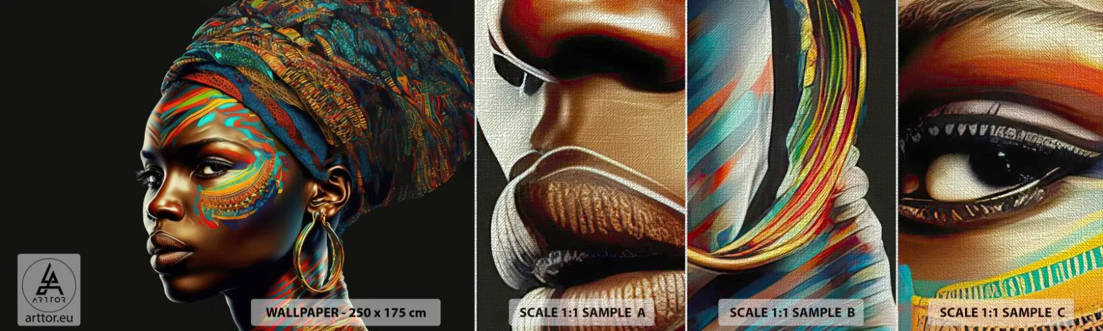 Fototapeta Próbka Premium Canvas - Afrykańska królowa - Turban, Plemiona, Afroamerykanin - 100x30 cm