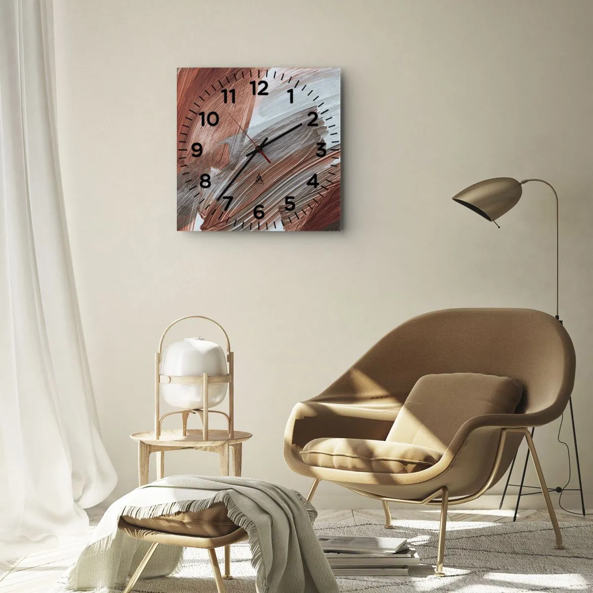 Zegar ścienny - Abstrakcja jesienna i wietrzna - 40x40 cm
