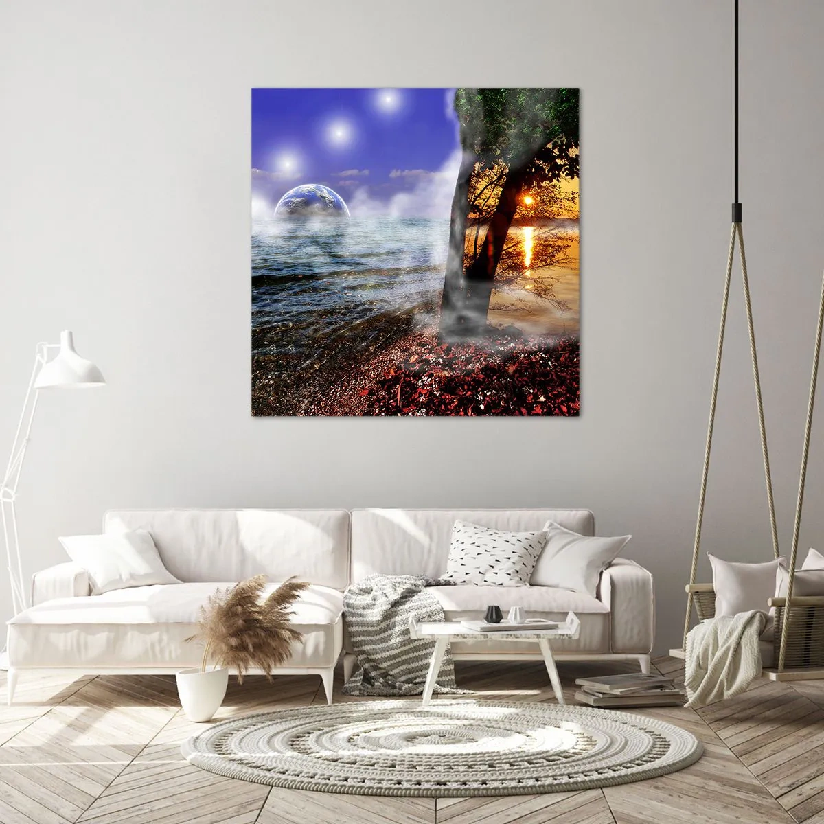 Obraz na płótnie - Pejzaż surrealistyczny - jedność natury - 60x60 cm