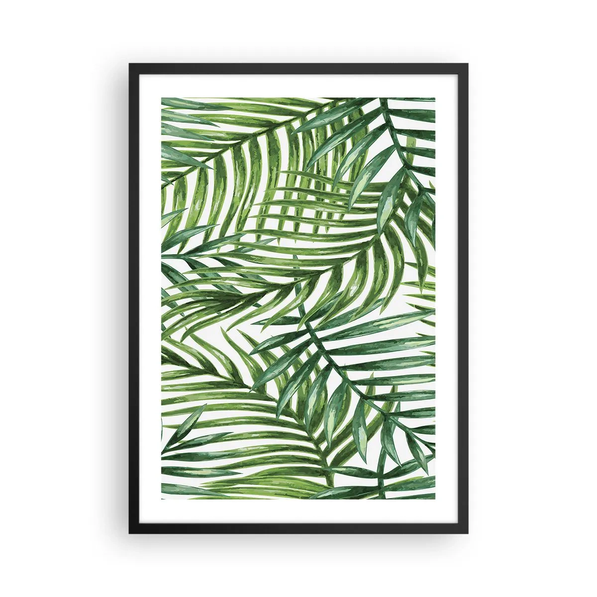Plakat w czarnej ramie - Palmy w minimalistycznym wzorze botanicznym - 50x70cm - Pod zielonym baldachimem - Nowoczesna dekoracja ścienna do salonu i sypialni ARTTOR