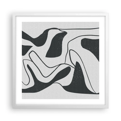 Plakat w białej ramie - Abstrakcyjna zabawa w labiryncie - 50x50 cm