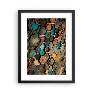 Plakat w czarnej ramie - Arabskie ornamenty – wariacja - 30x40 cm