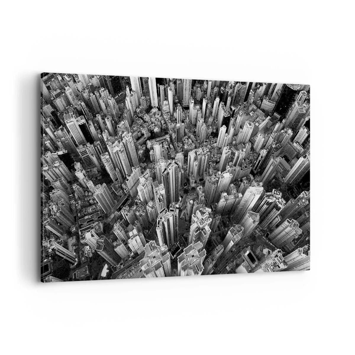 Obraz na płótnie - Czarno-biały widok miasta z lotu ptaka - 120x80cm - Wciąż wyżej i wyżej - Nowoczesna dekoracja ścienna do salonu, kuchni i sypialni ARTTOR