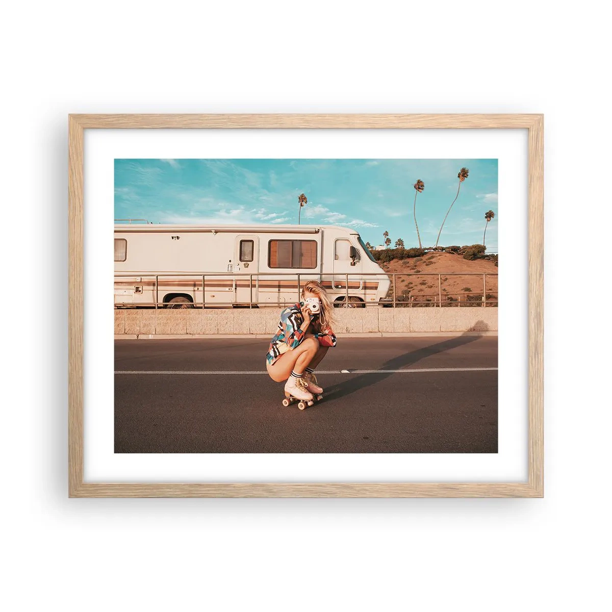 Plakat w ramie jasny dąb - Uśmiech, proszę! - 50x40 cm