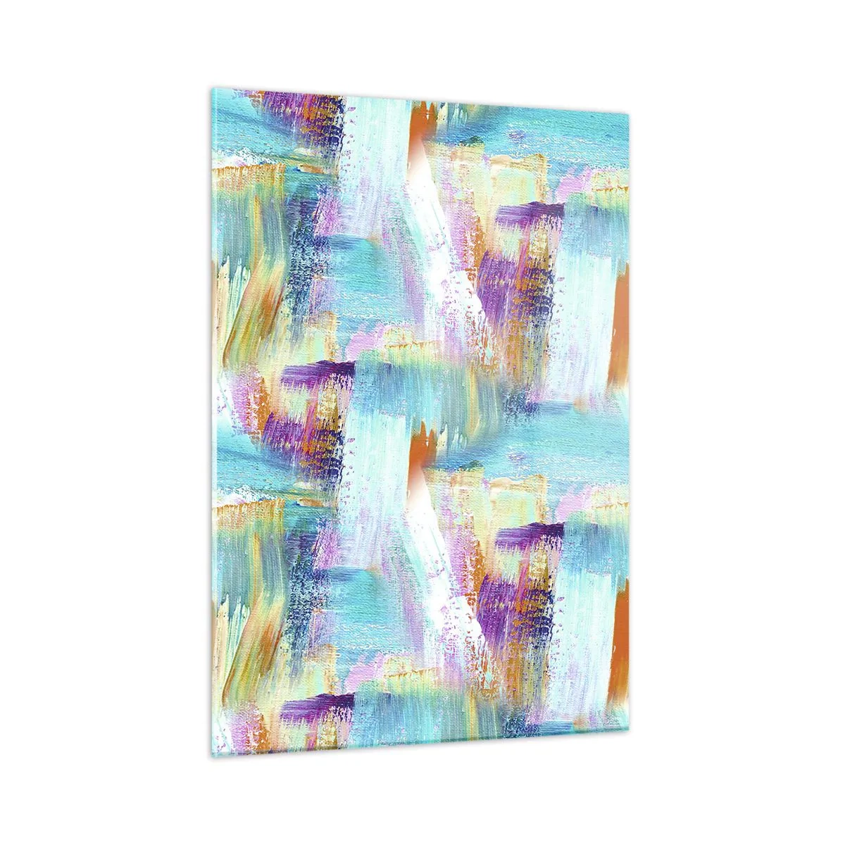 Obraz na szkle - Kolorowa abstrakcja z pociągnięciami pędzla w pastelowych i żywych barwach - 50x70cm - Pogodny mazaniec-przekładaniec - Nowoczesna dekoracja ścienna do salonu, kuchni i sypialni ARTTOR