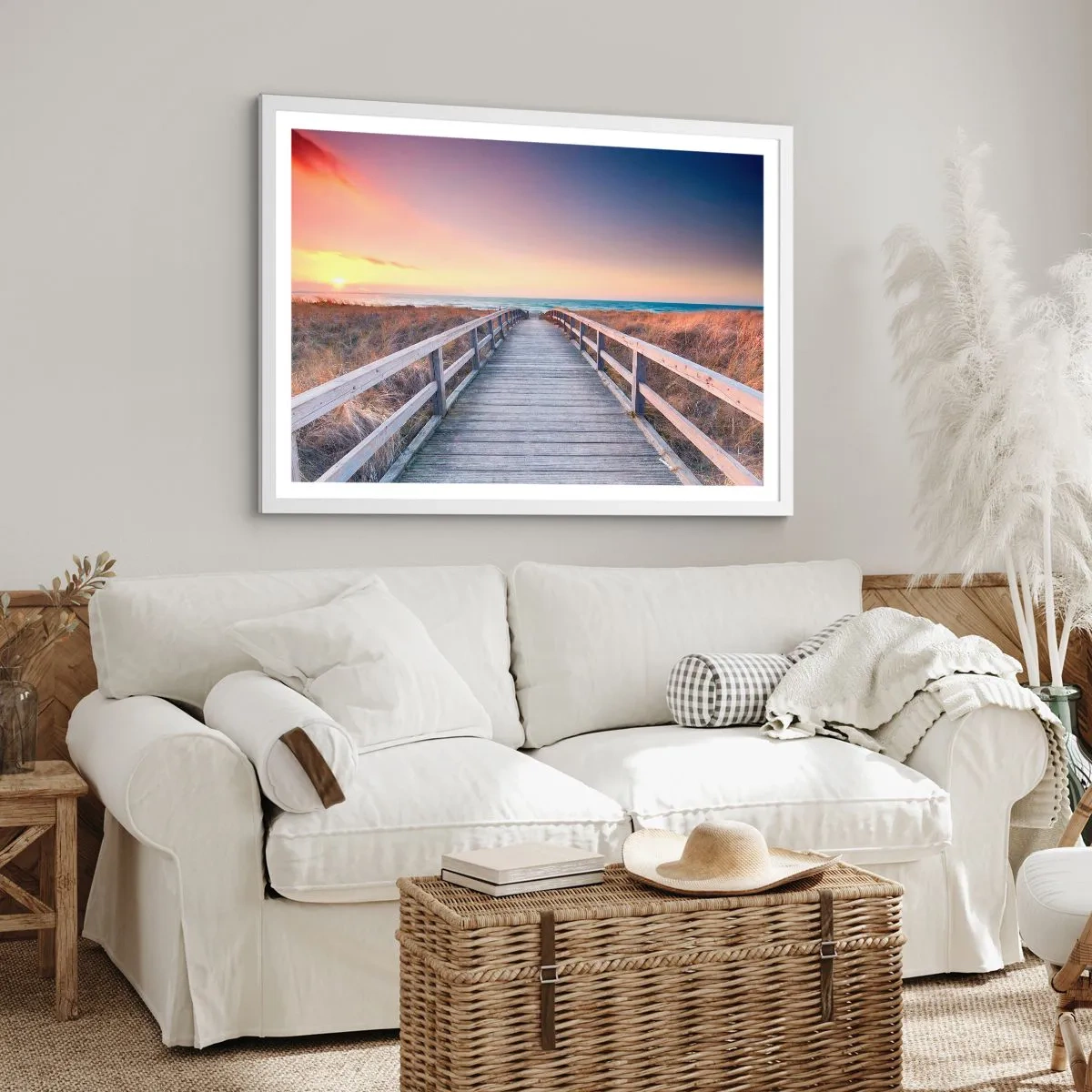 Plakat w białej ramie - Bałtycka wieczorna zorza - 40x30 cm
