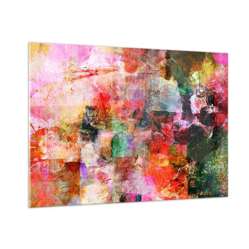Obraz na szkle - Kolorowa abstrakcja z intensywnymi barwami - 100x70cm - Podróż poprzez róż - Nowoczesna dekoracja ścienna do salonu, kuchni i sypialni ARTTOR