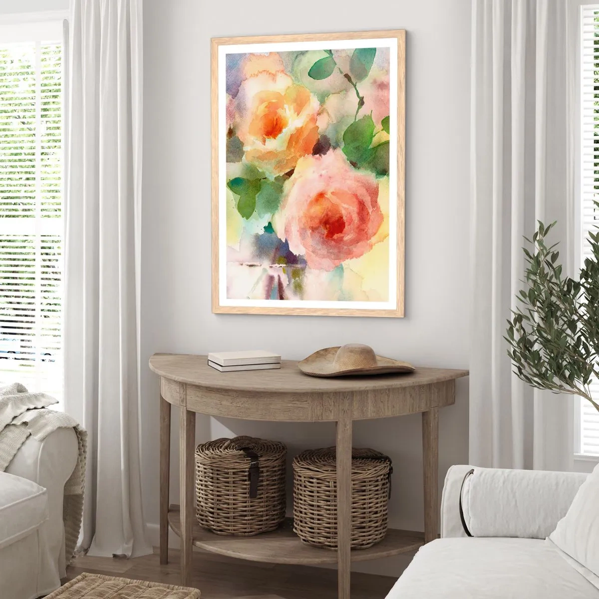 Plakat w ramie jasny dąb - Delikatne jak akwarela - 70x100 cm