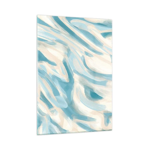 Obraz na szkle - Abstrakcyjne pociągnięcia pędzla w błękitnych i kremowych barwach - 50x70cm - Wiosenne powiewy - Nowoczesna dekoracja ścienna do salonu, kuchni i sypialni ARTTOR